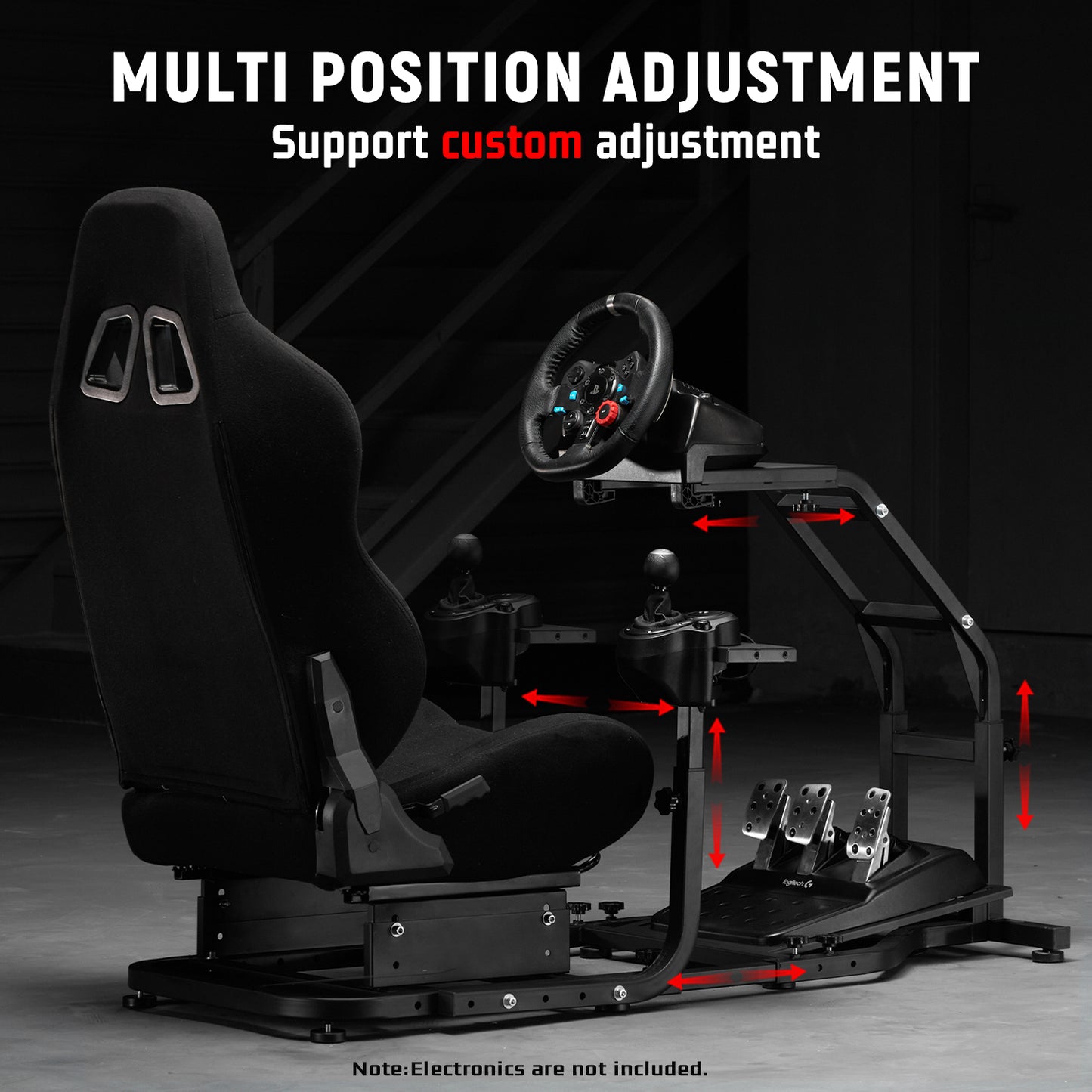 Dardoo Racing Simulator Cockpit with Adjustable Racing Seat, Fully Adjustable, Fits for Logitech G29 G920 G923, Thrustmaster T150 T300RS GT Racing Steering Wheel Stand, Not Included Wheel Shifter and Pedals