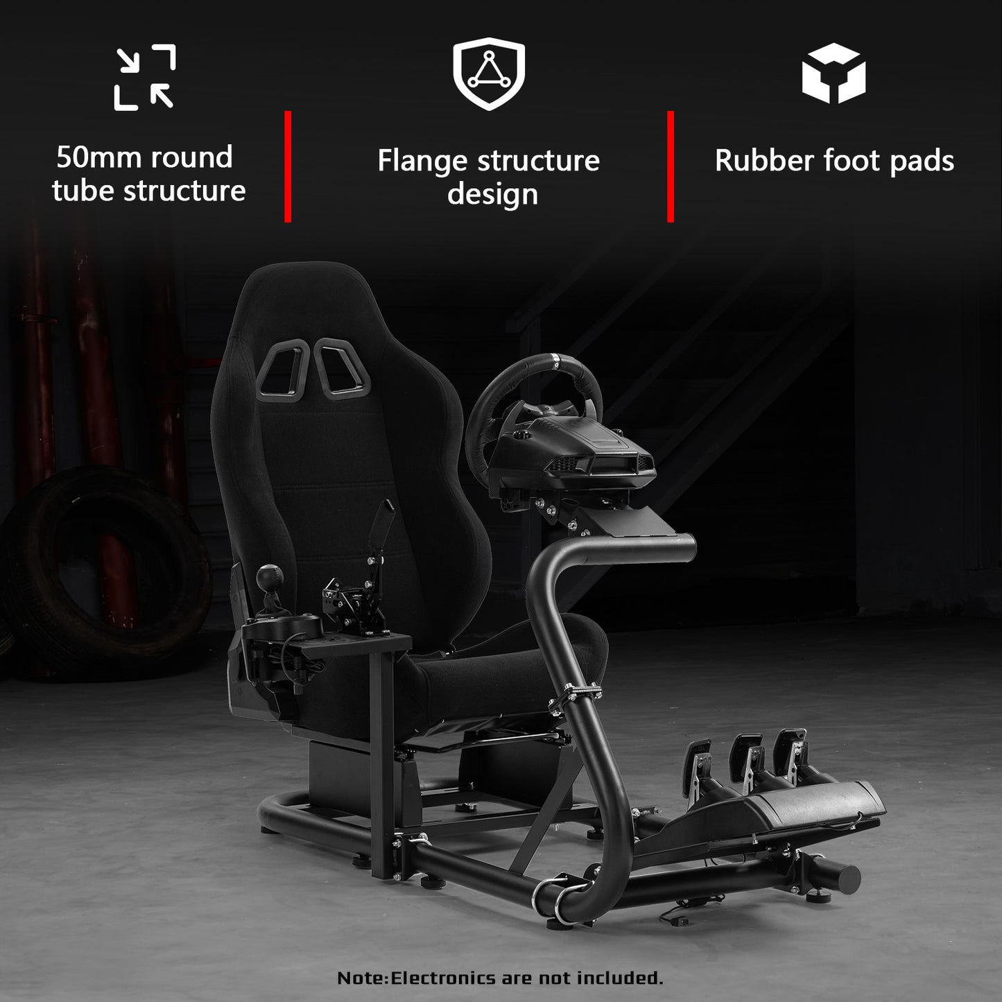 Dardoo Racing Simulator Cockpit with Black Seat, Adjustable Cockpit Simulator, Fit for Logitech G923 G29 G920, Thrustmaster Wheels Stabilized Driving Sim Cockpit, Without Wheel, Pedal and Hand Brake