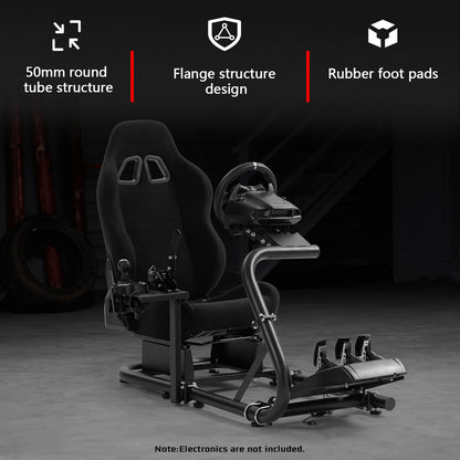 Dardoo Racing Simulator Cockpit with Black Seat, Adjustable Cockpit Simulator, Fit for Logitech G923 G29 G920, Thrustmaster Wheels Stabilized Driving Sim Cockpit, Without Wheel, Pedal and Hand Brake