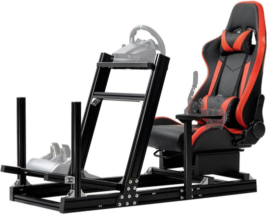 Dardoo Racing Simulator Cockpit with Seat, Profile 40x80mm Wheel Cage with Shifter Lever Stand Fit for Logitech G920 G923, for Xbox, for Thrustmaster T300Rs ,Without Steering Wheel, Pedal,Handbrake