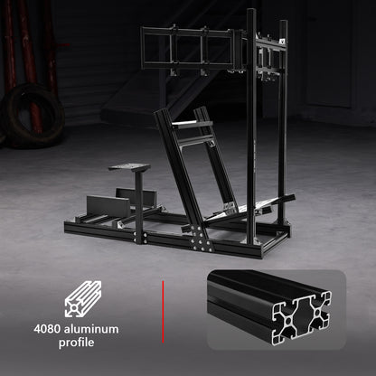 Dardoo F1 Racing Simulator Cockpit with Triple-Screen Display Frame Solid profile 40 x 80 mm Wheel Stand Fit for Logitech G920 G923, for Thrustmaster T300RS Without Wheel, Pedal, Handbrake