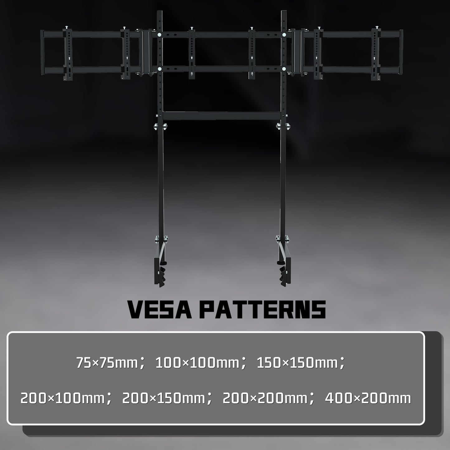 Dardoo Sim Racing Triple Monitor Stand with Adjustable Height & Width for 27 or 32 Inch Display 3 Screens TV Mount Compatible with Round Tube Racing Sim Cockpit