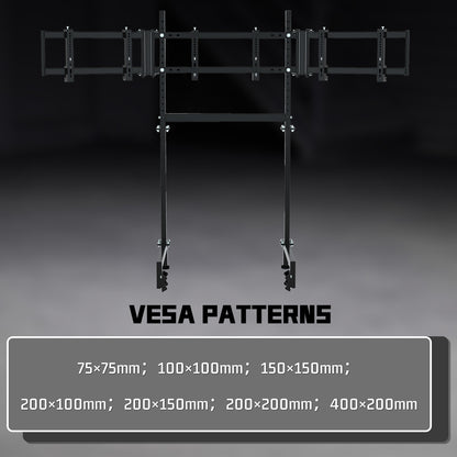 Dardoo Sim Racing Triple Monitor Stand with Adjustable Height & Width for 27 or 32 Inch Display 3 Screens TV Mount Compatible with Round Tube Racing Sim Cockpit