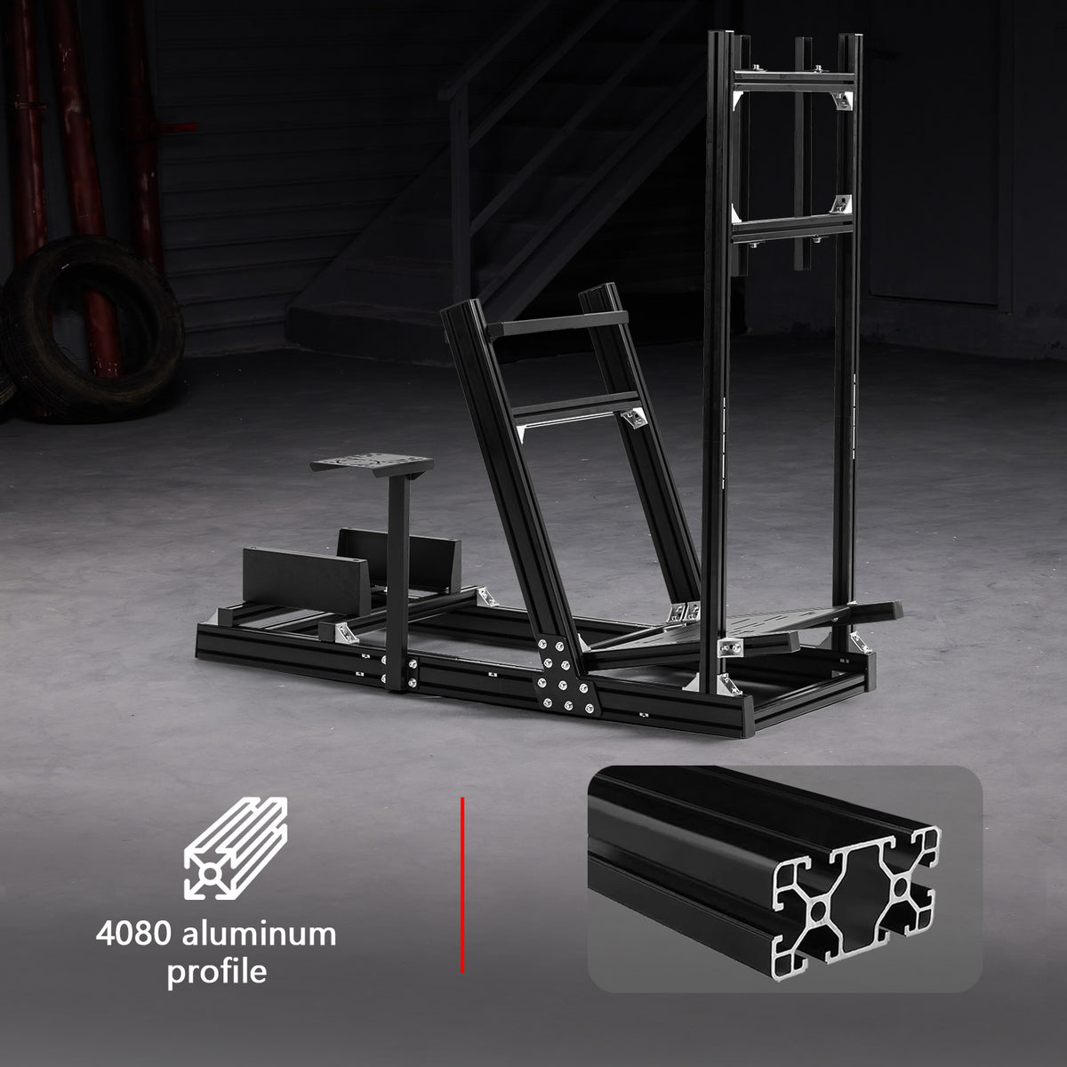 Dardoo F1 Racing Simulator Cockpit with Display Frames Solid profile 40 x 80 mm Wheel Stand Fit for Logitech G920 G923, for Thrustmaster T300RS Without Wheel, Pedal, Handbrake