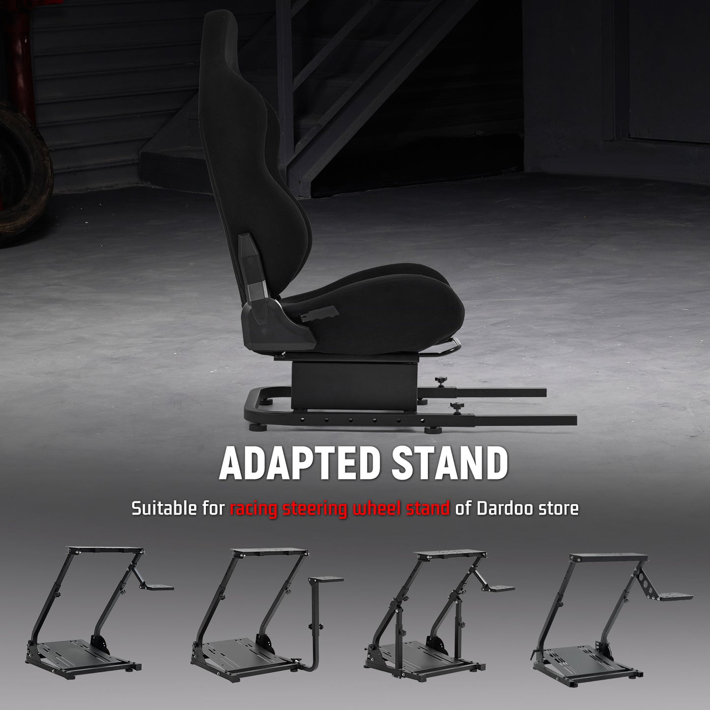 Dardoo Racing Simulator Cockpit Seat with Black Seat and Bolts Suitable Adjustable Portable Sim Gaming Frame Stand Real Driving & Flying Simulation Split Cockpit
