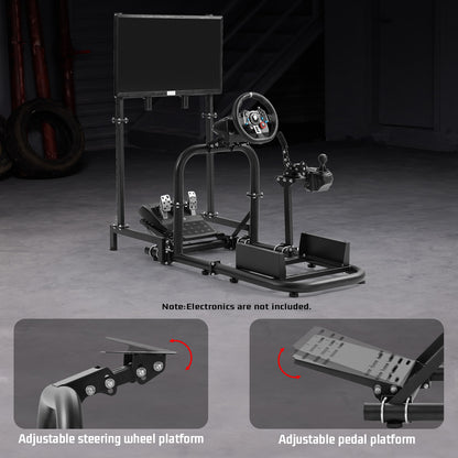 Dardoo Racing Simulator Cockpit (50mm Round Tube) with Monitor Stand L-Shaped Fit for Logitech  G29 G920 G923,for Thrustmaster,for Fanatec,Steering Wheel Stand,Not Included Wheel,Pedal and Handbrake