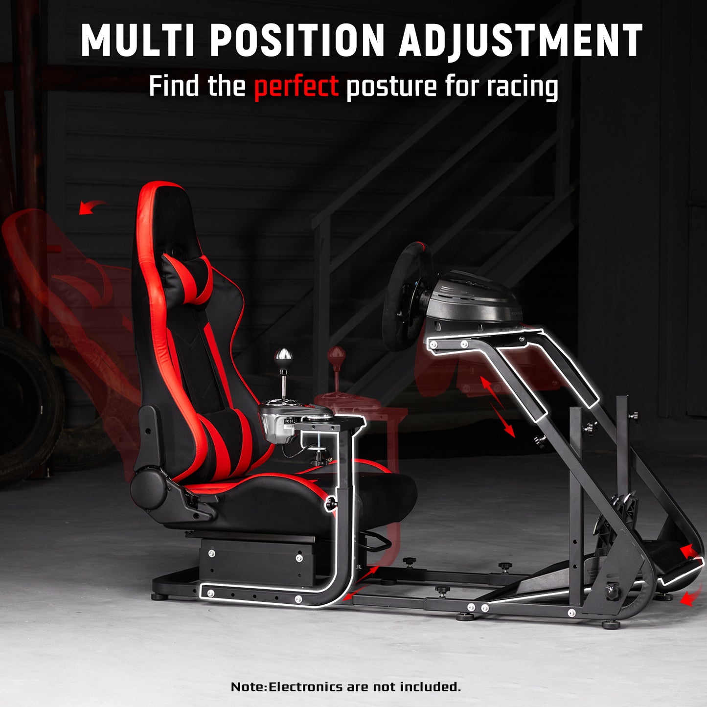 Dardoo Racing Simulator Cockpit with Red Seat Fits for Logitech G920 G923 Xbox