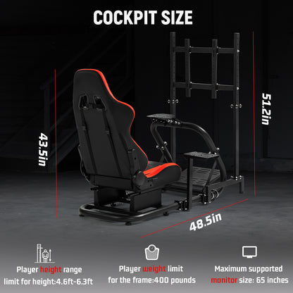 Dardoo Sim Racing Cockpit with TV Stand Seat Fit Logitech G29 g920 Thrustmaster