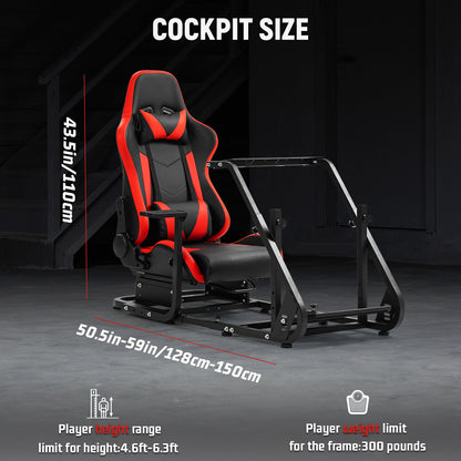 Dardoo Racing Simulator Cockpit with Red Seat Racing Steering Wheel Stand Fits for Logitech G920 G923, Thrustmaster, Fanatec Compatible with Xbox Playstation, Wheel& Pedals Not Included