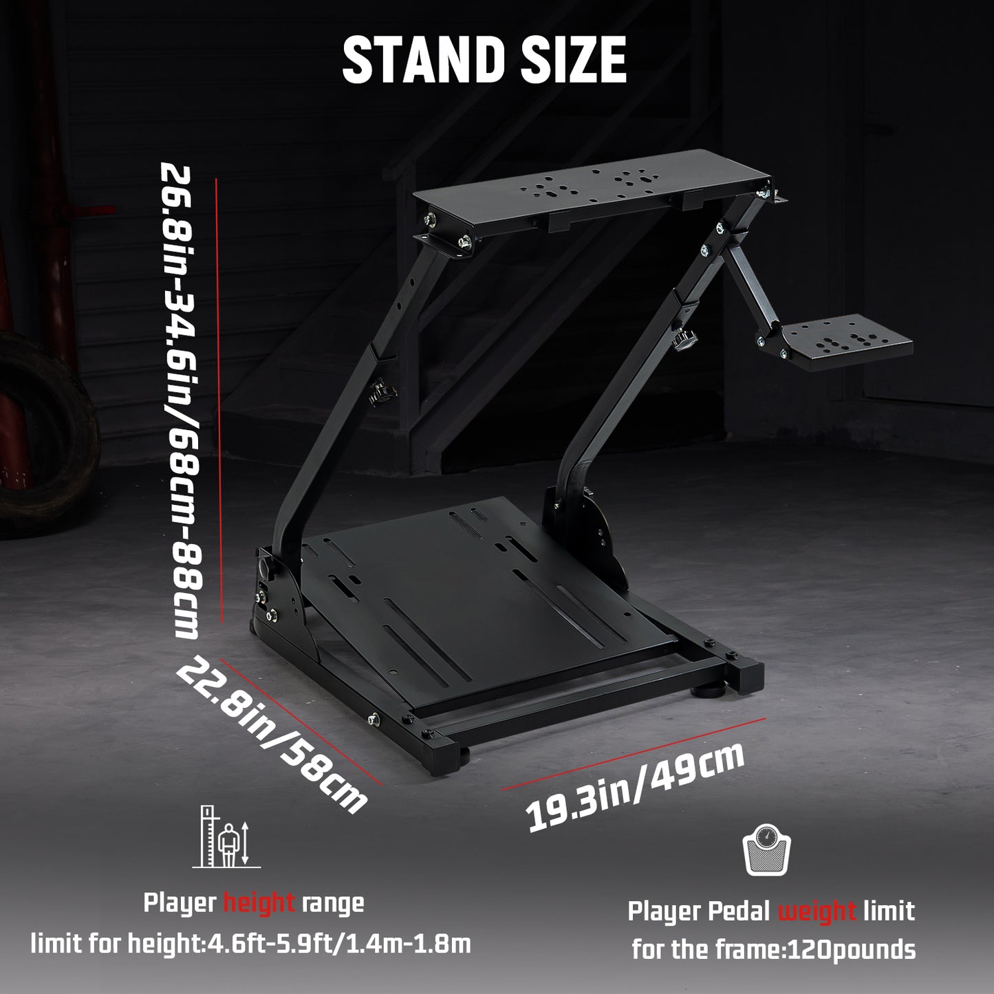 Dardoo Racing Wheel Stand Frame Foldable Fit for Logitech G920,G29,G25,G923, Thrustmaster T80 T150 TX F430, Fanatec, Adjustable Steering Wheel Platform, not Included Wheel and Pedals, Shifter