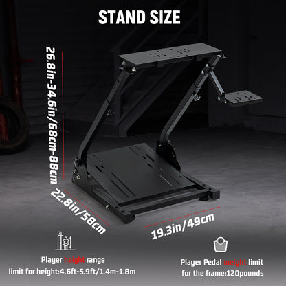 Dardoo Racing Wheel Stand Frame Foldable Fit for Logitech G920,G29,G25,G923, Thrustmaster T80 T150 TX F430, Fanatec, Adjustable Steering Wheel Platform, not Included Wheel and Pedals, Shifter