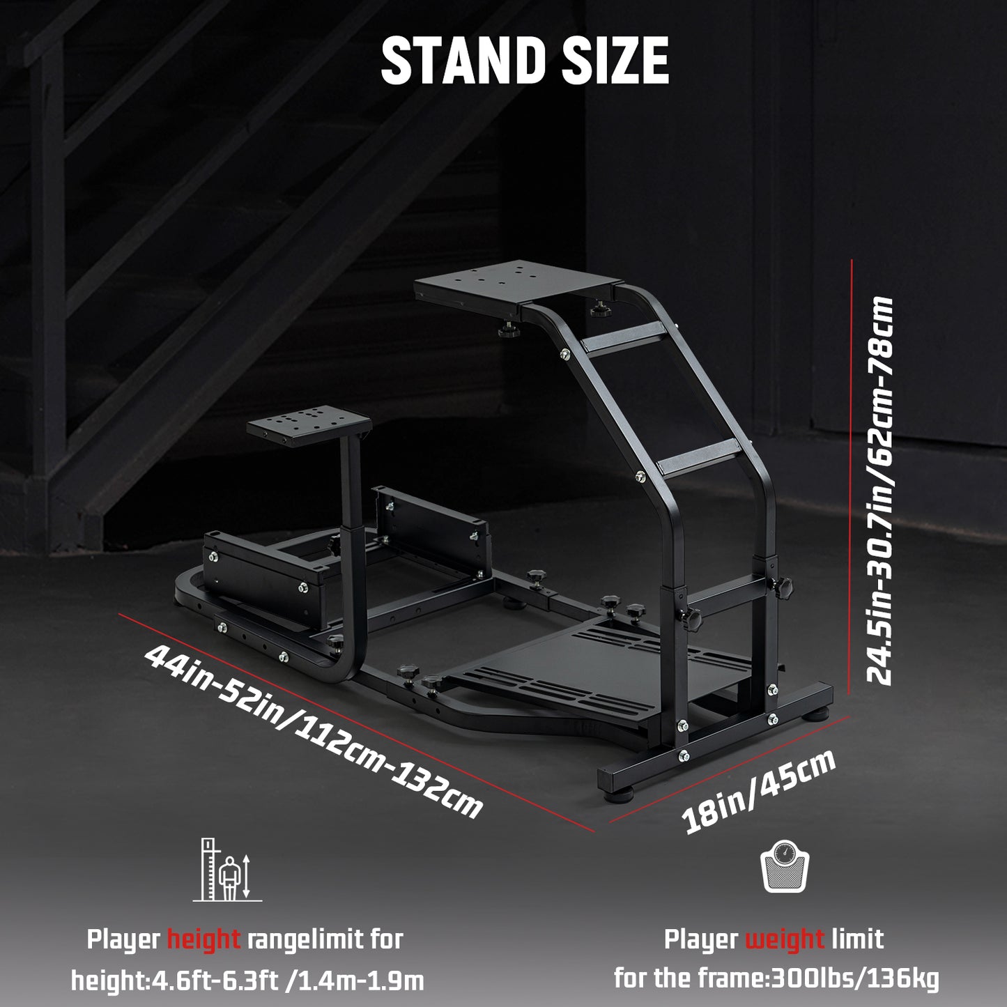 Dardoo Racing Simulator Cockpit Adjustable Fits for Logitech G27 G29 G920 G923, Thrustmaster T300, Fanatec Driving Steering Wheel Stand Gaming Frame, Not Included Wheel, Pedal and Seat