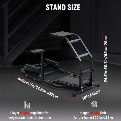 Dardoo Racing Simulator Cockpit Adjustable Fits for Logitech G27 G29 G920 G923, Thrustmaster T300, Fanatec Driving Steering Wheel Stand Gaming Frame, Not Included Wheel, Pedal and Seat