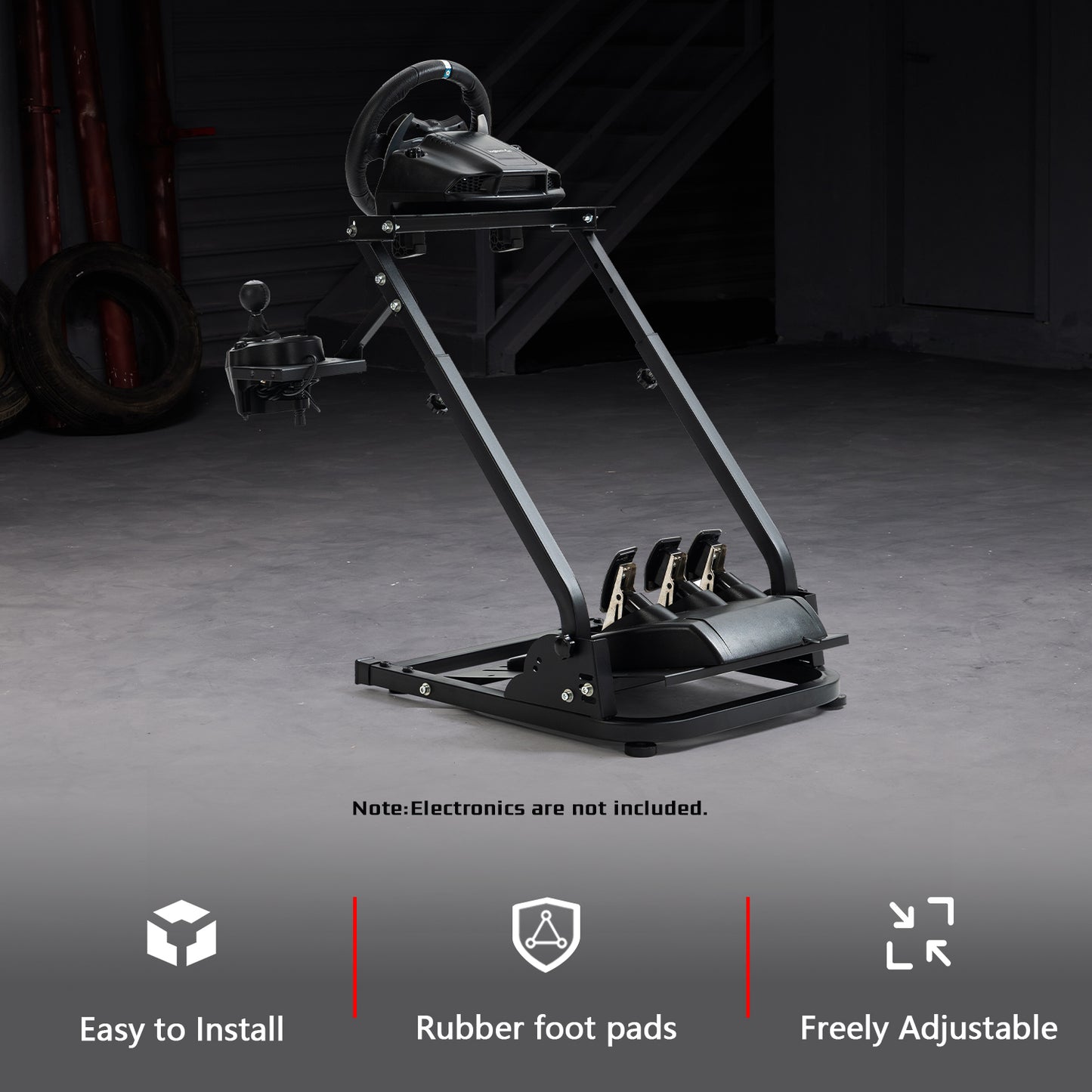 Dardoo Racing Wheel Stand Frame Foldable Fit for Logitech G920,G29,G25,G923, Thrustmaster T80 T150 TX F430, Fanatec, Adjustable Steering Wheel Platform, not Included Wheel and Pedals, Shifter