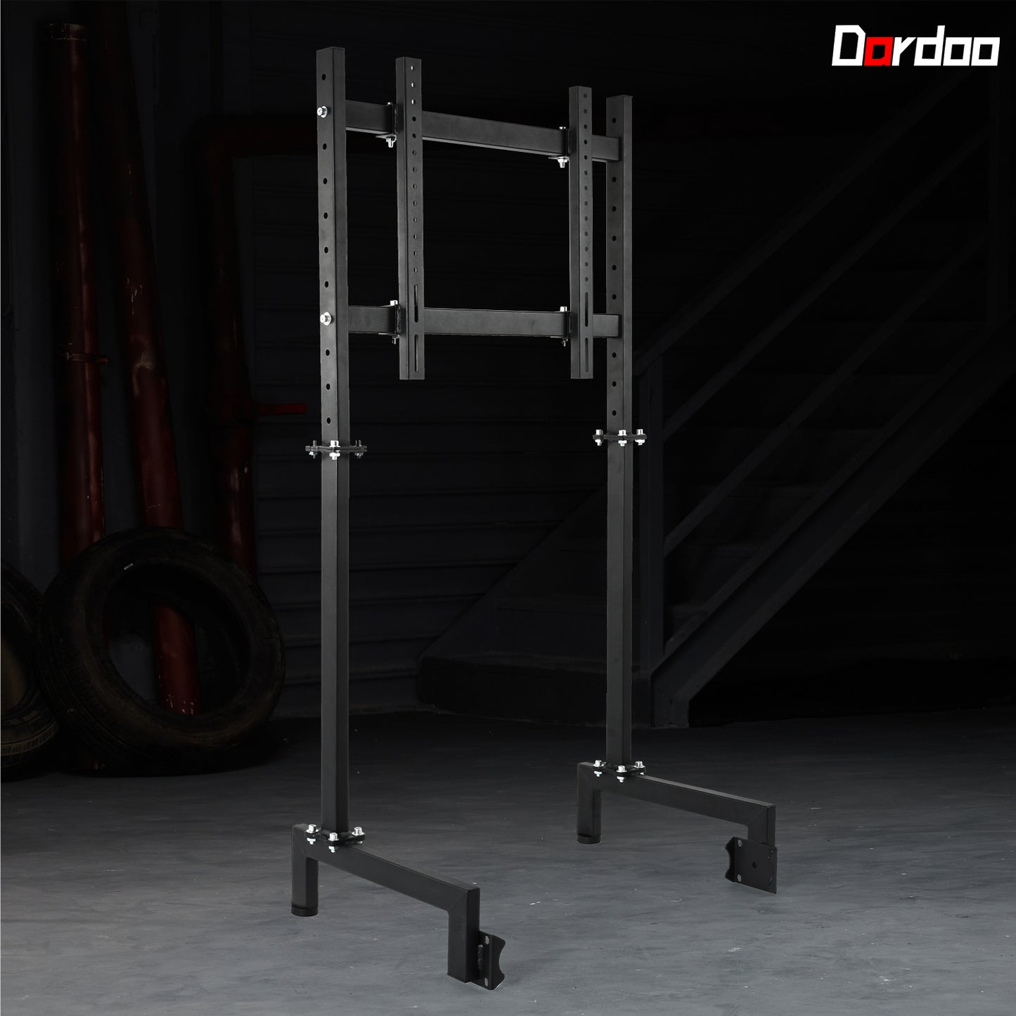 Dardoo Monitor Mount Vertical, Freestanding Monitor Mount, Fully Adjustable, with Large Screen Monitor, 24 27 19 30 Inch Monitor, Steering Wheel, Shifter, Pedals,Seat and Racing Frame Not Included