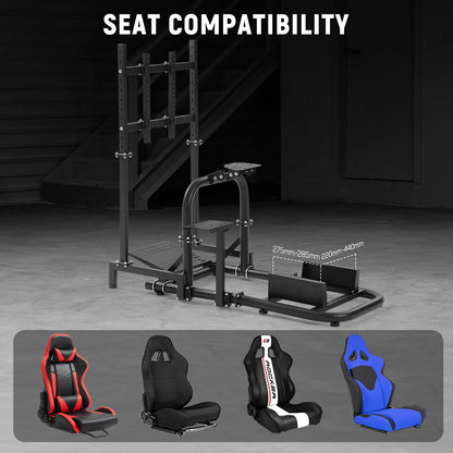 Dardoo Racing Simulator Cockpit (50mm Round Tube) with Monitor Stand L-Shaped Fit for Logitech  G29 G920 G923,for Thrustmaster,for Fanatec,Steering Wheel Stand,Not Included Wheel,Pedal and Handbrake