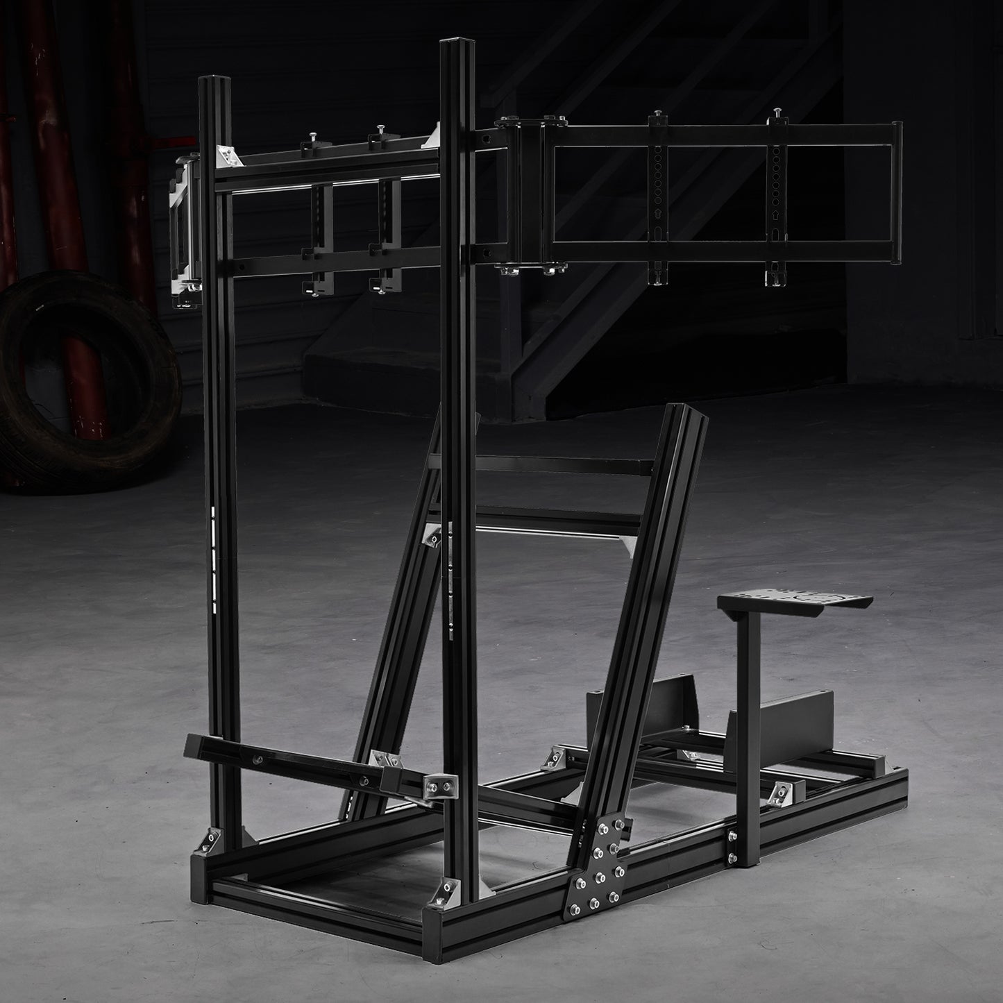 Dardoo F1 Racing Simulator Cockpit with Triple-Screen Display Frame Solid profile 40 x 80 mm Wheel Stand Fit for Logitech G920 G923, for Thrustmaster T300RS Without Wheel, Pedal, Handbrake