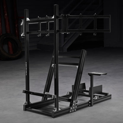 Dardoo F1 Racing Simulator Cockpit with Triple-Screen Display Frame Solid profile 40 x 80 mm Wheel Stand Fit for Logitech G920 G923, for Thrustmaster T300RS Without Wheel, Pedal, Handbrake