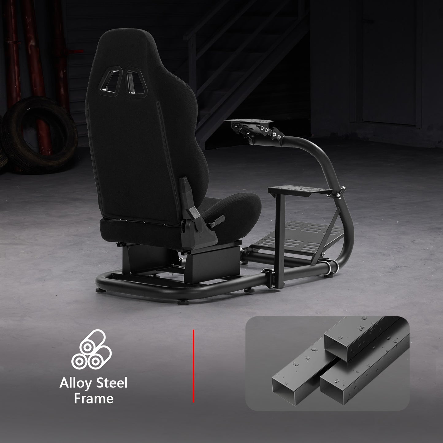 Dardoo Racing Simulator Cockpit with Black Seat, Adjustable Cockpit Simulator, Fit for Logitech G923 G29 G920, Thrustmaster Wheels Stabilized Driving Sim Cockpit, Without Wheel, Pedal and Hand Brake
