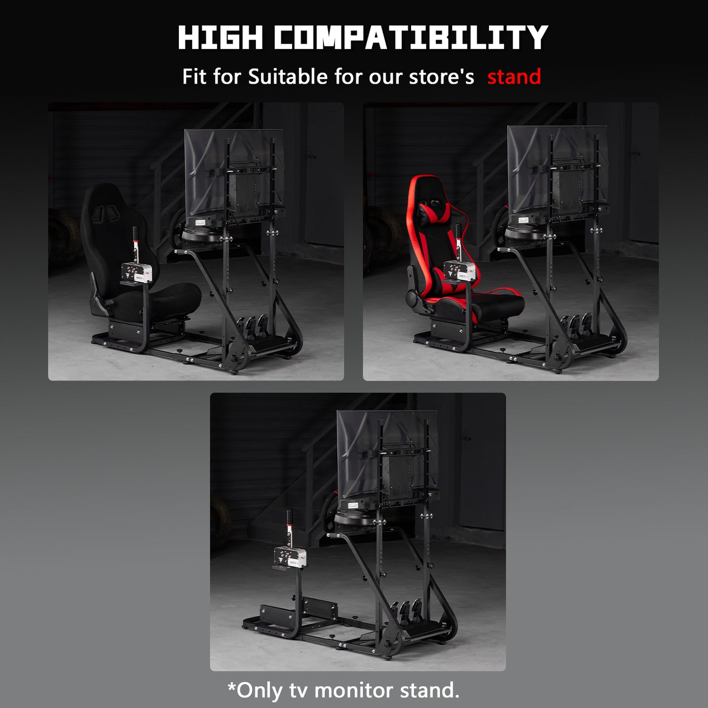 Dardoo Monitor Stand Only Fits for Racing Sim Cockpit Stand shown in the Main Picture, No Cockpit & Monitor