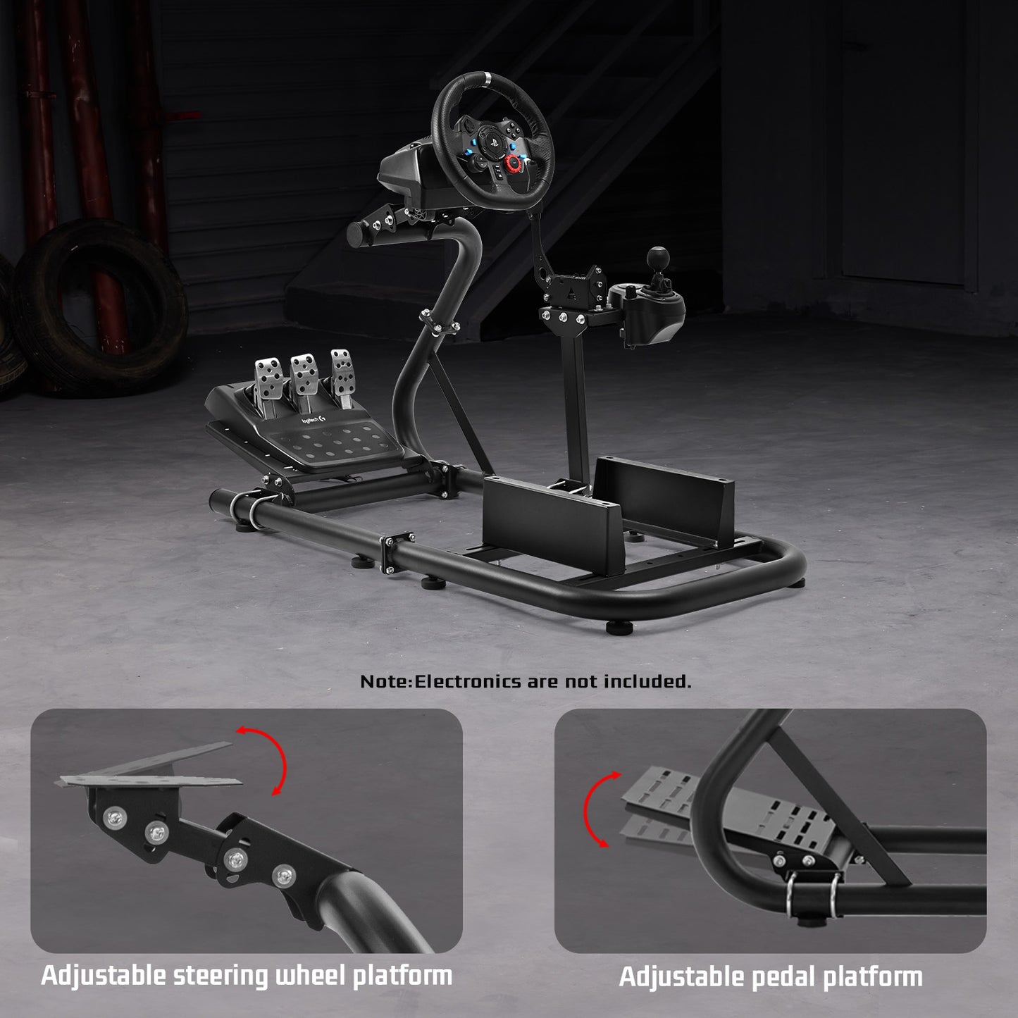 Dardoo G920 Racing Simulator Cockpit Adjustable Fits for Logitech G29 G920 G923, Thrustmaster T300RS TX, Fanatec PC PS4 Xbox, Stable Sim Racing Rig Without Wheel, Pedal and Handbrake