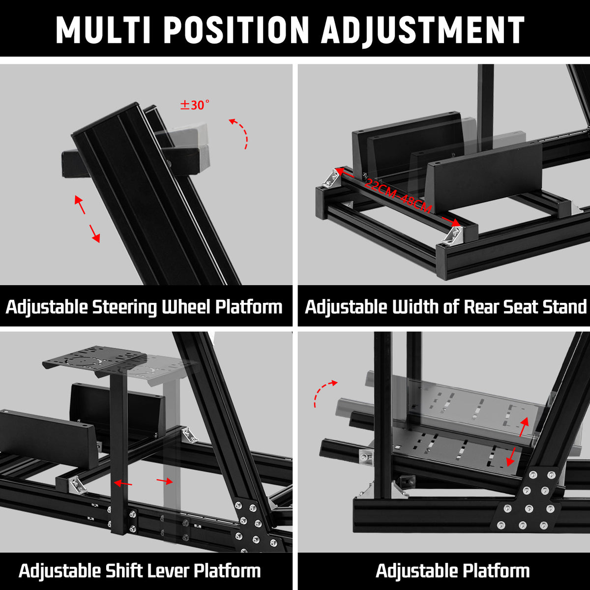 Dardoo F1 Racing Simulator Cockpit with Display Frames Solid profile 40 x 80 mm Wheel Stand Fit for Logitech G920 G923, for Thrustmaster T300RS Without Wheel, Pedal, Handbrake