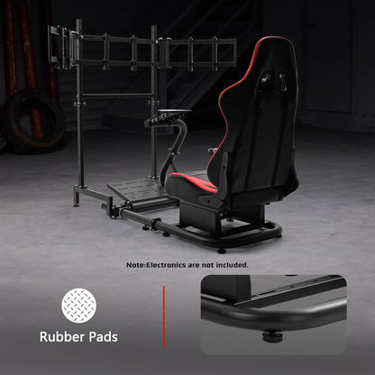 Dardoo Inspired Racing Sim Simulator Cockpit with Red Seat and  Triple Monitor Stand, Fit for Logitech G29,G25,G920,G923,T248,NOT Include Wheel Shifter Pedals