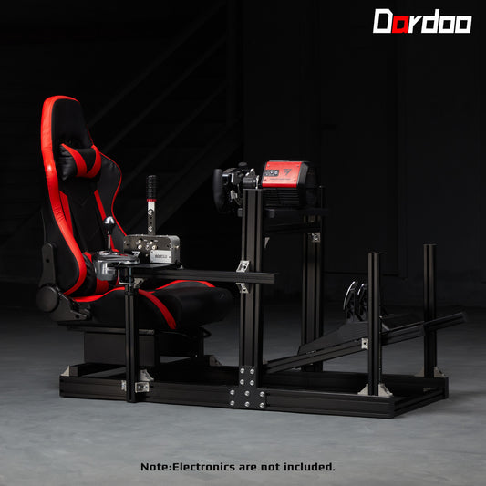Dardoo 4080 Aluminium Profile Racing Sim Cockpit with Red Seat, Fully Adjustability, Fit for Logitech,Thrustmaster, Fanatec G29 G923 T248,  Not Include Steering Wheel,Pedals,Handbrake