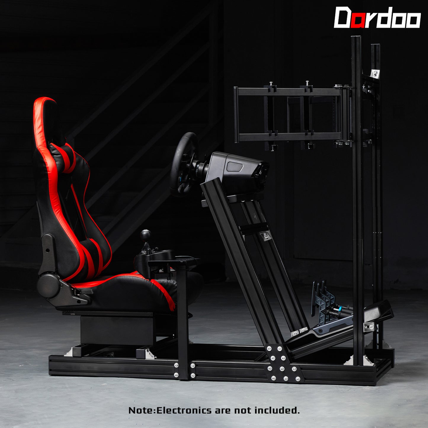 Dardoo F1 Racing Simulator Cockpit with Seat Triple-Screen Display Frames Solid profile 40 x 80 mm Wheel Stand Fit for Logitech G920 G923, for Thrustmaster T300RS Without Wheel, Pedal, Handbrake and Monitor