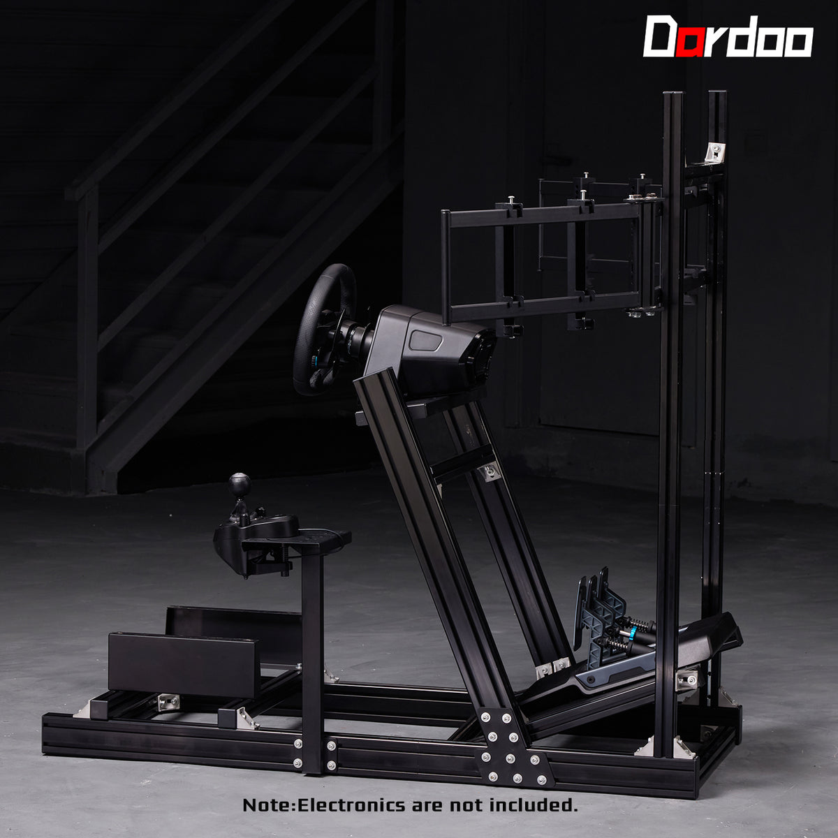 Dardoo F1 Racing Simulator Cockpit with Triple-Screen Display Frame Solid profile 40 x 80 mm Wheel Stand Fit for Logitech G920 G923, for Thrustmaster T300RS Without Wheel, Pedal, Handbrake