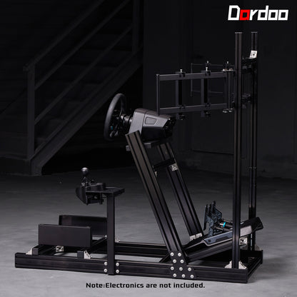 Dardoo F1 Racing Simulator Cockpit with Triple-Screen Display Frame Solid profile 40 x 80 mm Wheel Stand Fit for Logitech G920 G923, for Thrustmaster T300RS Without Wheel, Pedal, Handbrake