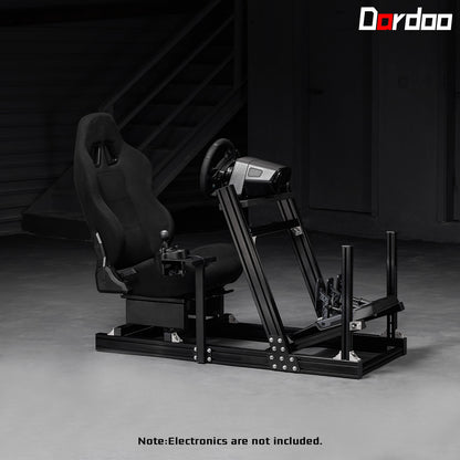 Dardoo F1 Racing Wheel Stand Cockpit with Seat, Rugged Profile 40 x 80 mm Wheel Cage Fit for Logitech G923, for Thrustmaster Sim Racing Mount without Steering Wheel, Pedal, Handbrake