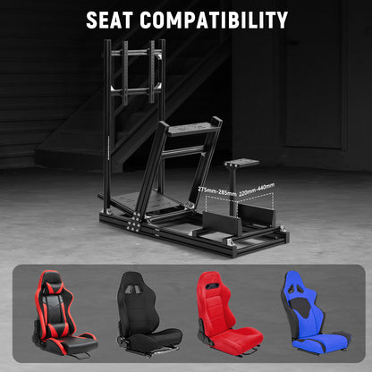 Dardoo F1 Racing Simulator Cockpit with Display Frames Solid profile 40 x 80 mm Wheel Stand Fit for Logitech G920 G923, for Thrustmaster T300RS Without Wheel, Pedal, Handbrake