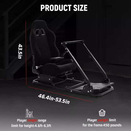 Dardoo Racing Simulator Cockpit Adjustable Black Seat Gaming Steering Stand Fits for Logitech G25 G27 G29 G920 G923, Thrustmaster T300, Fanatec, Not Included Steering Wheel, Pedal and Handbrake