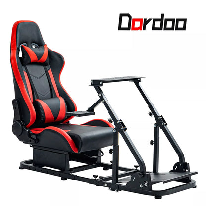 Dardoo Racing Simulator Cockpit Frame with Redseat Fits for Logitech G923 G29 G920, Thrustmaster T80 T150, Fanatec Racing Wheel Stand Adjustable Stability, Without Steering Wheel, Pedal and Handbrake