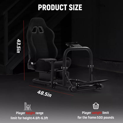 Dardoo Racing Simulator Cockpit Frame with Seat Fits for Logitech G923 G29 G920, Thrustmaster T80 T150, Fanatec, Xbox Adjustable Racing Wheel Stand Not Included Wheel, Pedal and Handbrake