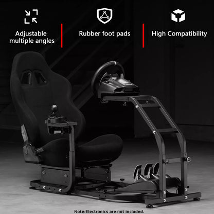 Dardoo Driving Simulator Cockpit with Adjustable Racing Seat Racing Steering Wheel Stand