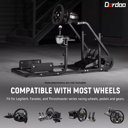 Dardoo Racing Simulator Cockpit Fits for Logitech G923 G920 G29 G PRO Thrustmaster T300RS GT T248 PS Stable Adjustable Steering Gaming Cockpit Wheel, Pedal, Handbrake and Seat Not Included
