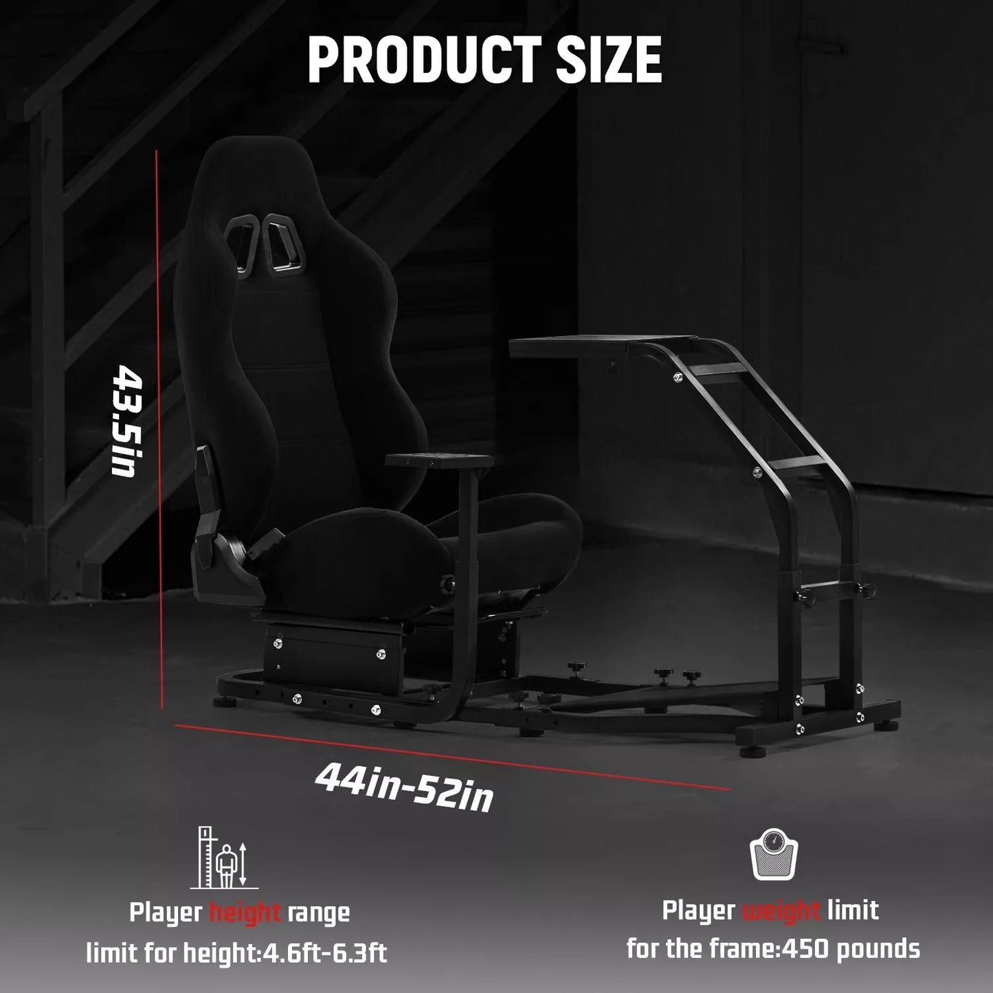 Dardoo Driving Simulator Cockpit with Adjustable Racing Seat Racing Steering Wheel Stand