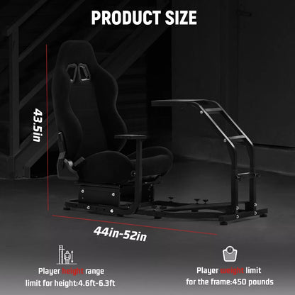 Dardoo Driving Simulator Cockpit with Adjustable Racing Seat Racing Steering Wheel Stand