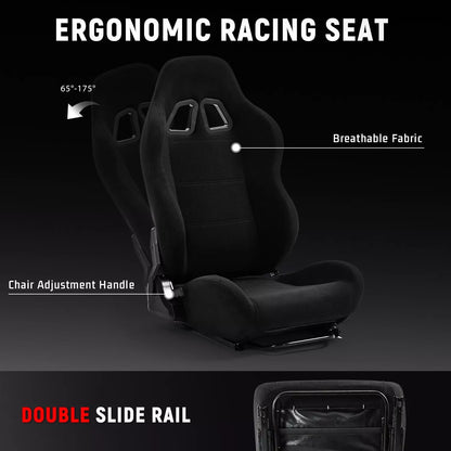 Dardoo Driving Simulator Cockpit with Adjustable Racing Seat Racing Steering Wheel Stand