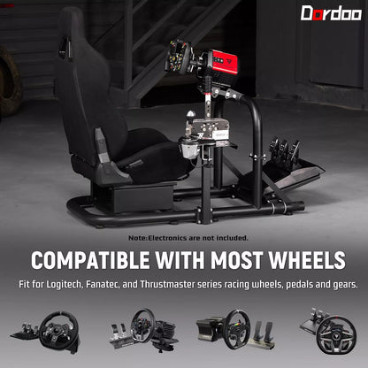 Dardoo Racing Simulator Cockpit Frame with Seat Fits for Logitech G923 G29 G920, Thrustmaster T80 T150, Fanatec, Xbox Adjustable Racing Wheel Stand Not Included Wheel, Pedal and Handbrake