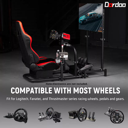 Dardoo G920 Racing Simulator Cockpit with Monitor Stand Seat Adjustable Compatible with All Logitech G29 G920, Thrustmaster Xbox, Includes only Cockpit, Seat and Monitor Stand(75+55)