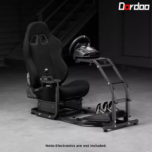 Dardoo Driving Simulator Cockpit with Adjustable Racing Seat Racing Steering Wheel Stand