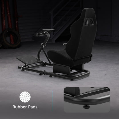 Dardoo Racing Simulator Cockpit with Black Seat, Adjustable Cockpit Simulator, Fit for Logitech G923 G29 G920, Thrustmaster Wheels Stabilized Driving Sim Cockpit, Without Wheel, Pedal and Hand Brake