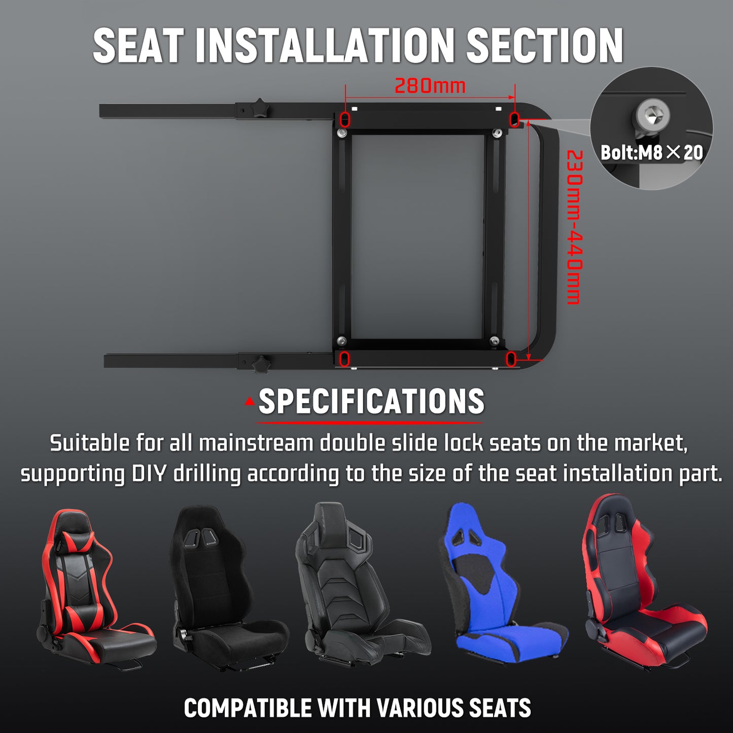 Dardoo Gaming Simulator Cockpit With Monitor Mount Fits for Logitech G923 G29 G920, Thrustmaster T80 T150 Racing Stand Compatible with Xbox One, PS4, PC, Without Wheel, Pedal, Handbrake and Seat