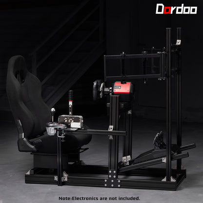 Dardoo 4080 Aluminum Racing Simulator Cockpit with Black Seat and Triple Monitor Stand, Fully Adjustable, Fit for Logitech, Thrustmaster, Fanatec G29 G920 T300, Not Include Steering Wheel,Pedals,Handbrake,Monitor