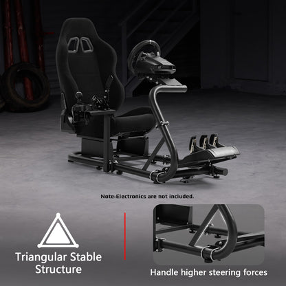 Dardoo Racing Simulator Cockpit with Black Seat, Adjustable Cockpit Simulator, Fit for Logitech G923 G29 G920, Thrustmaster Wheels Stabilized Driving Sim Cockpit, Without Wheel, Pedal and Hand Brake