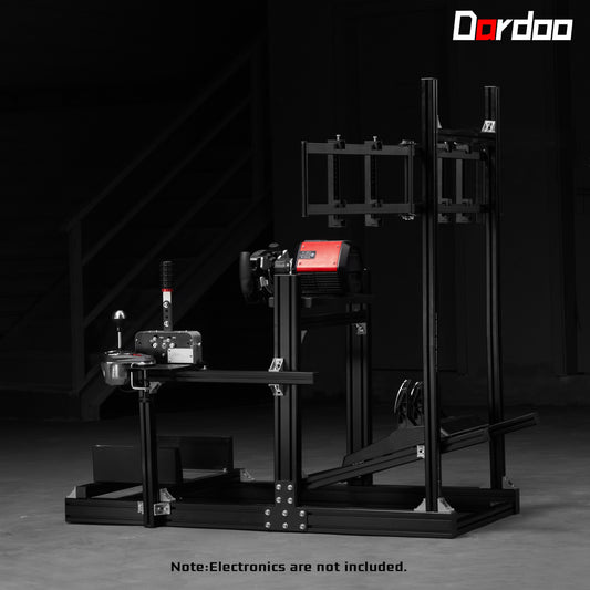 Dardoo 4080 Aluminum Profile Racing Simulator Cockpit with  Triple Monitor Mount, Unlimited Adjustment, Fit for Thrustmaster, Fanatec, Moza, Logitech G29 GPro, Not Include Steering Wheel,Pedals,Handbrake