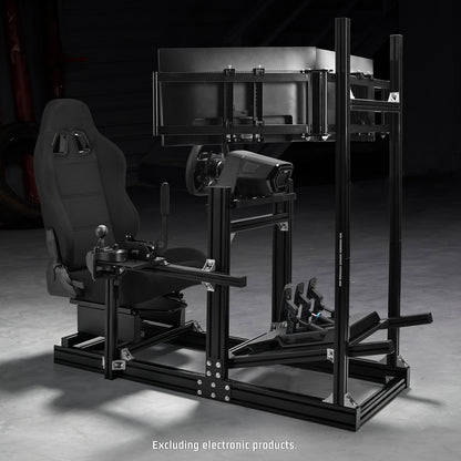 Dardoo 4080 Aluminum Racing Simulator Cockpit with Black Seat and Triple Monitor Stand, Fully Adjustable, Fit for Logitech, Thrustmaster, Fanatec G29 G920 T300, Not Include Steering Wheel,Pedals,Handbrake,Monitor